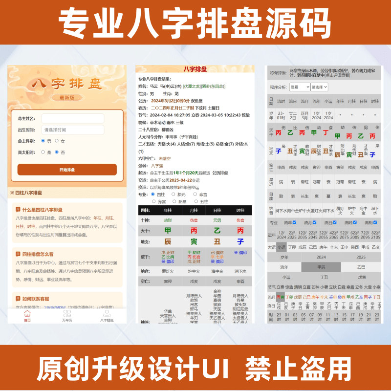 八字排盘源码 九龙道长同款