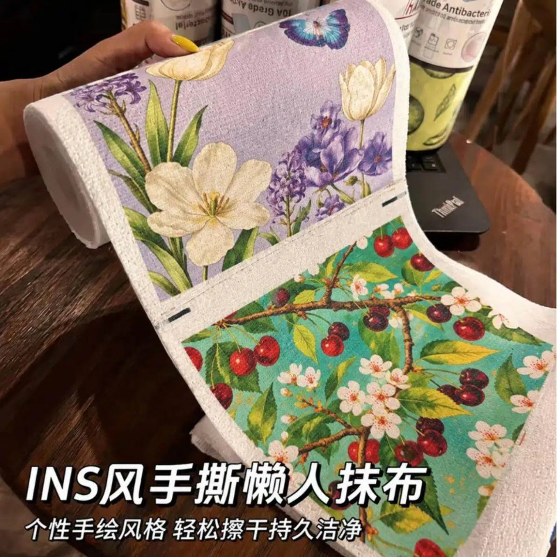 复古艺术风手绘擦手巾厨房吸水一次抹布